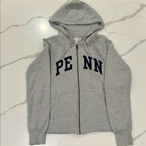 PENN Gray Zip-Up Hoodie with Navy Lettering